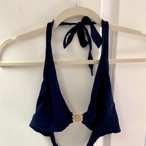 Tory Burch Navy Blue Halter Bikini Set
